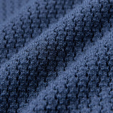 Strukturiertes Kurzarm-Strickpoloshirt Marineblau