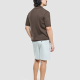 Kurzarm-Polo-Strickpullover mit V-Ausschnitt Dunkelbraun