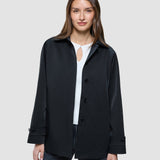 Wasserdichter Damen-Trenchcoat, kurze Jacke, Schwarz