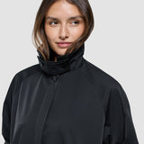 Wasserdichter Damen-Trenchcoat, kurze Jacke, Schwarz
